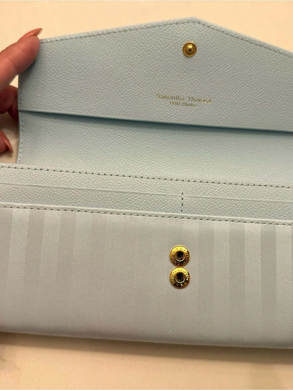 Samantha Thavasa Pale Blue Striped Envelope Wallet